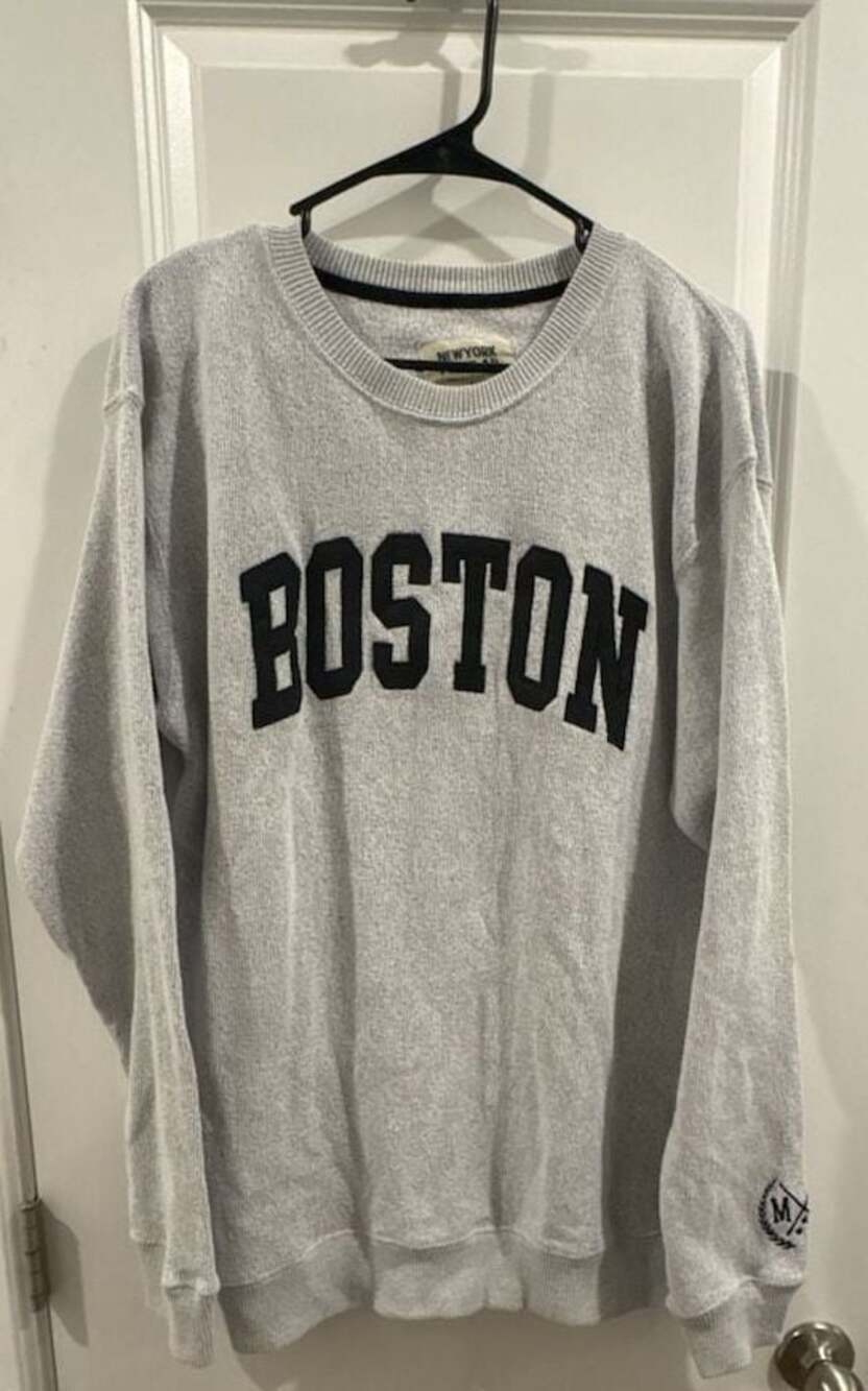 New York Popular Boston Crewneck Sweatshirt Grey
